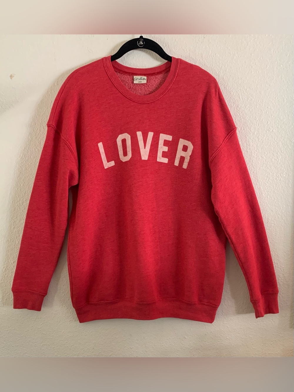 Oat Collective Women’s/ Unisex Red 'LOVER' Crewneck Fleece Sweatshirt Size L